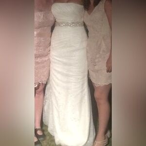 White by Vera Wang strapless gathered lace Gown